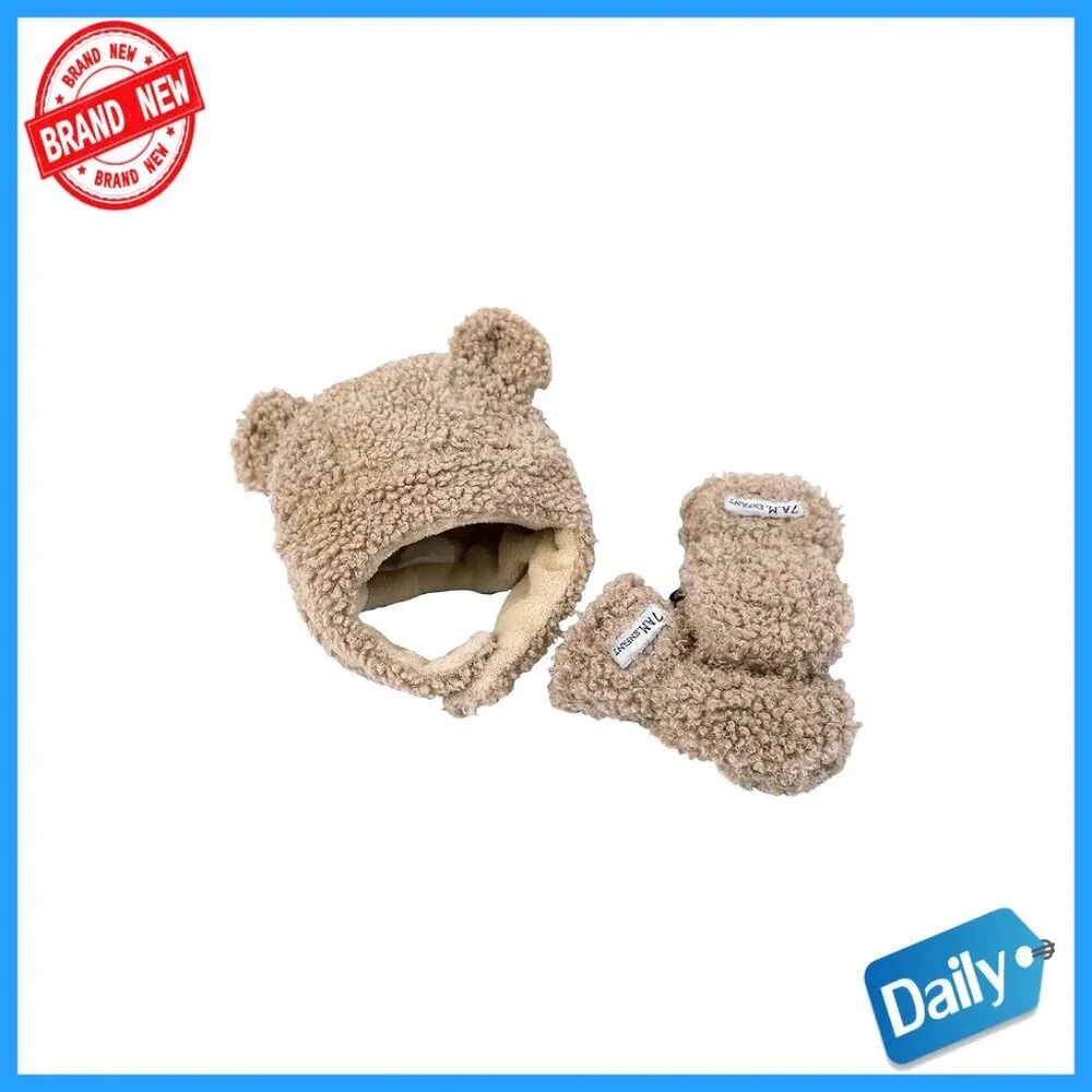 Baby Winter Hat Mittens Set Ultra Soft Fleece Lining Machine Washable